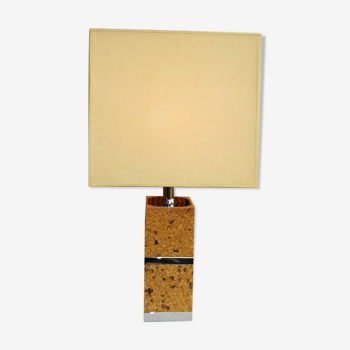 Lampe d'ambiance en liège et métal chromé desing 1970