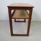 danish sidetable in teak with wicker storage place