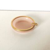 cendrier ,vide poche en opaline  rose ,cerclage en métal doré ,années 70,Italien vintage