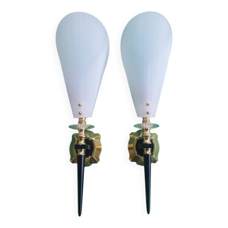 Pair of 50s rockabilly torch wall lights