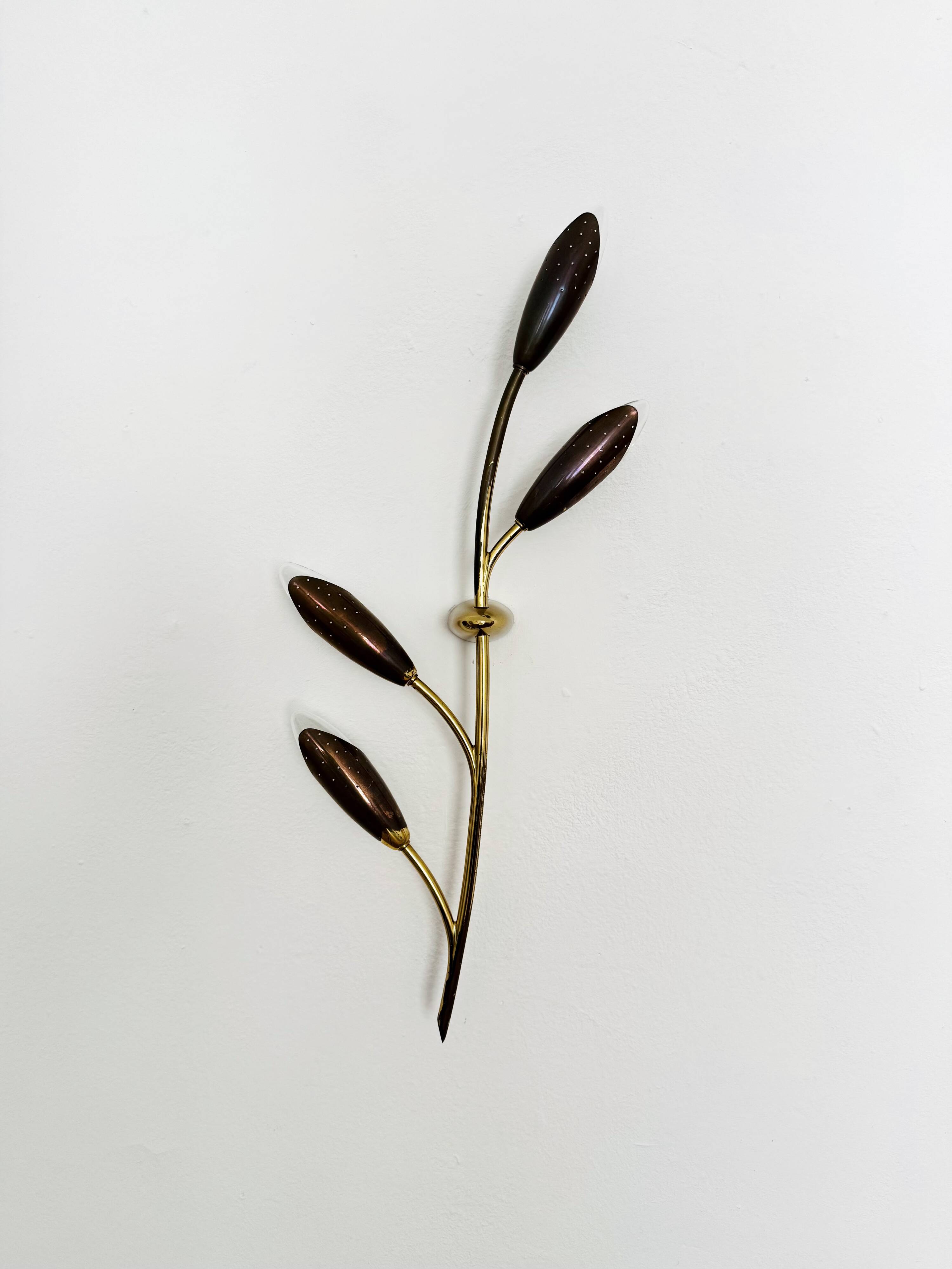 Floral Brass Wall Lamp by Rupert Nikoll