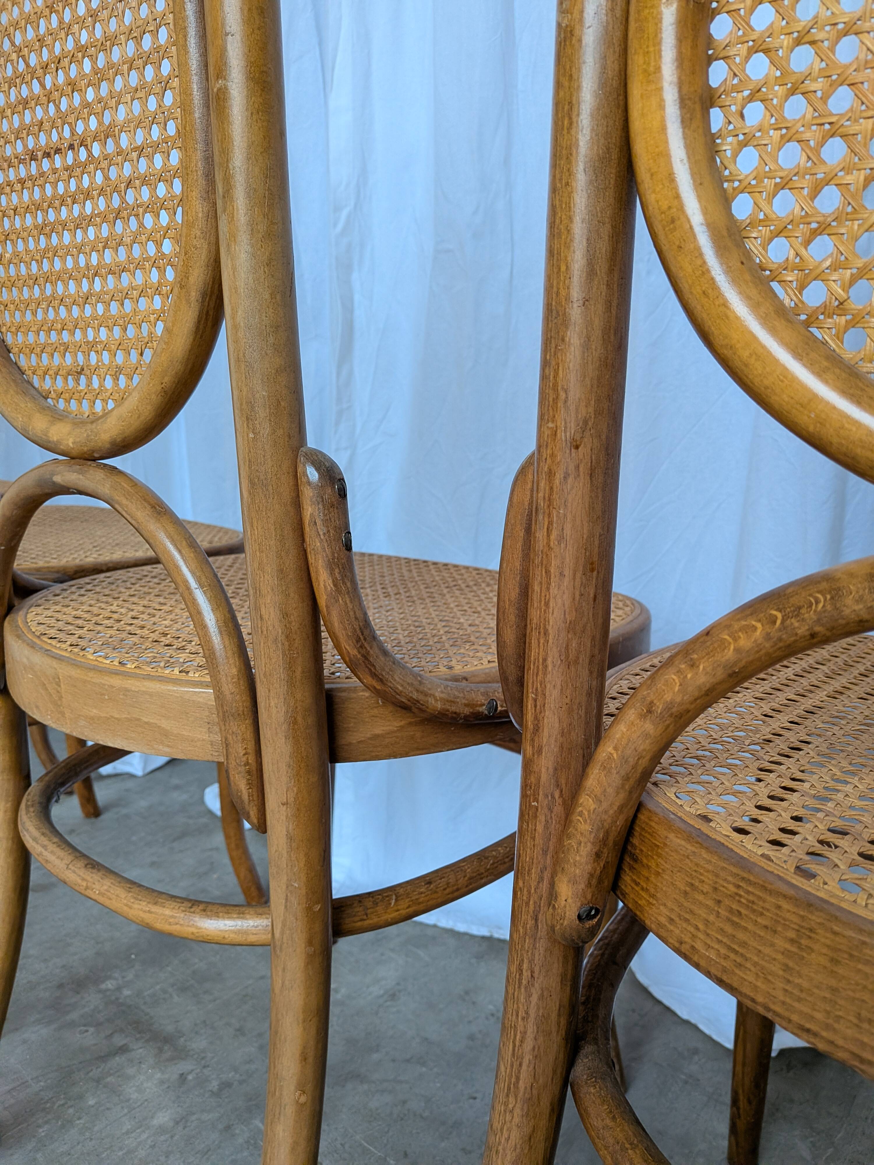 Set of 6 Vintage Bentwood Cane Dining Chair, Thonet Style, 1970s Yugoslavia