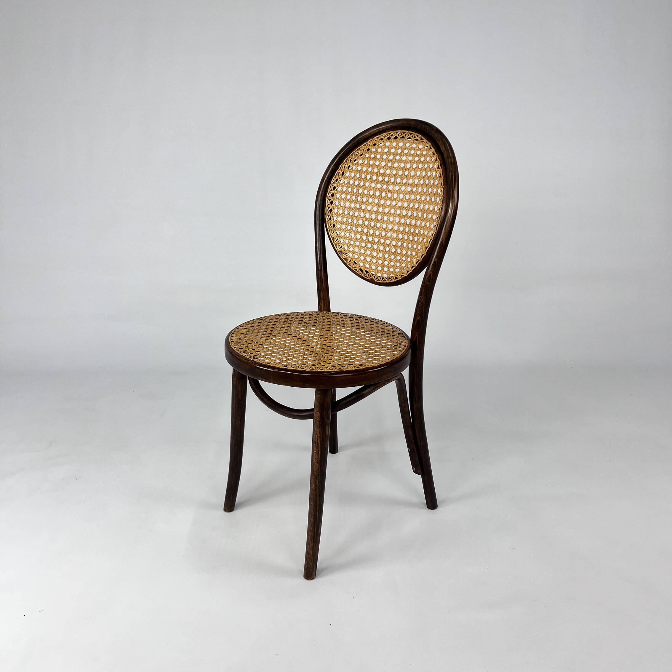 Set of 6 Zpm Radomsko Bentwood and Cane Dining Chairs, 1970s