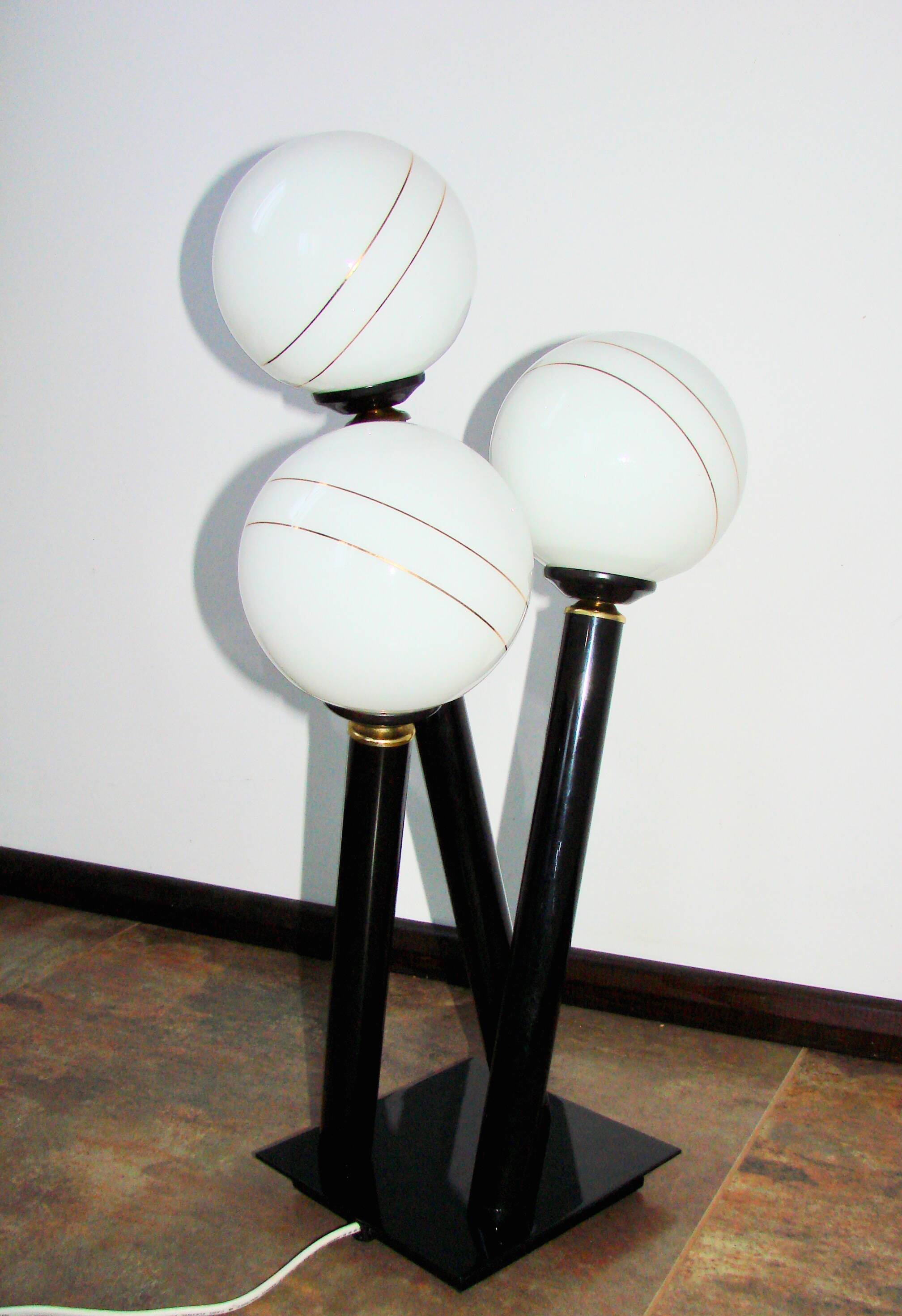 Modern floor lamp from the 1980s/1990s – metal and glass, 3 spheres