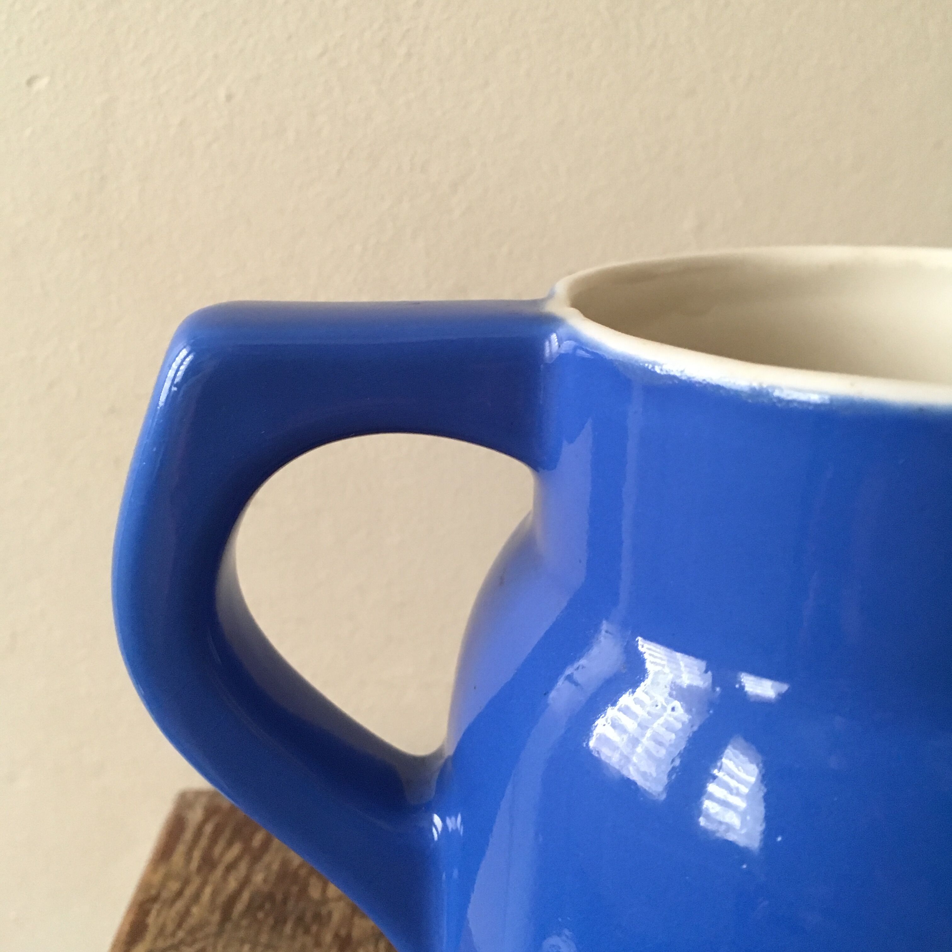 Pitcher of table old ceramic color bright blue