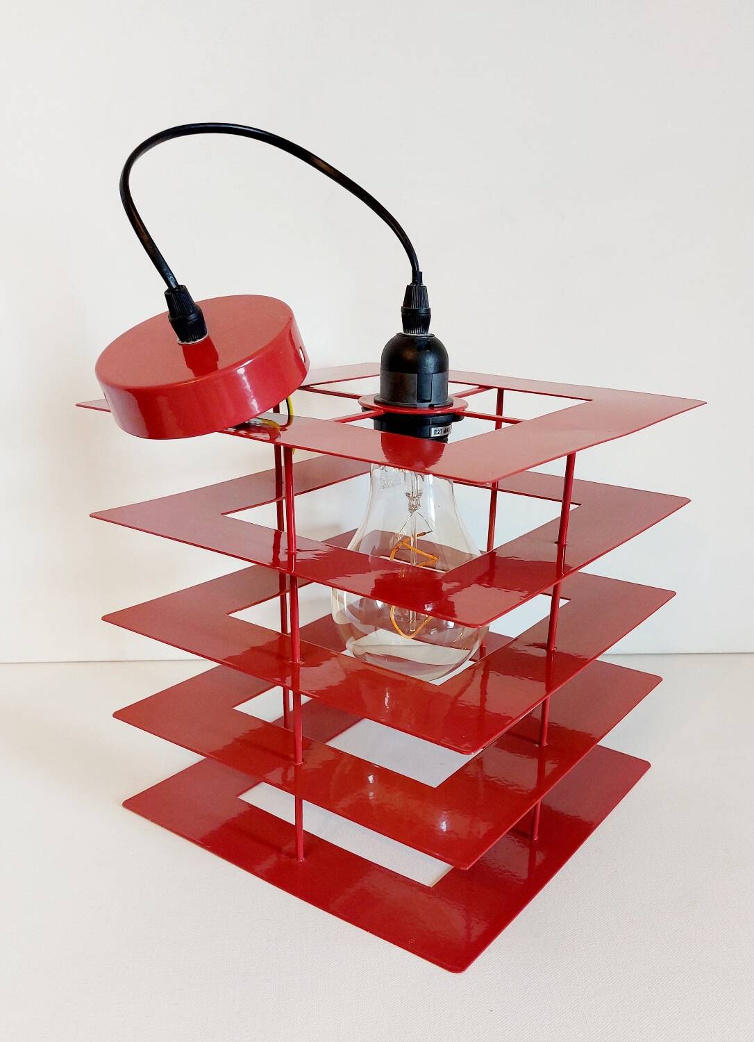 Designer red metal pendant light