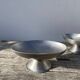 6 oval brushed stainless steel cups