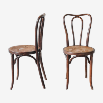 Paire de chaises de bistrot cannées par Walter Baumann début 1900's