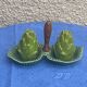 Vintage glazed ceramic barbotine artichoke shaped salt cellars