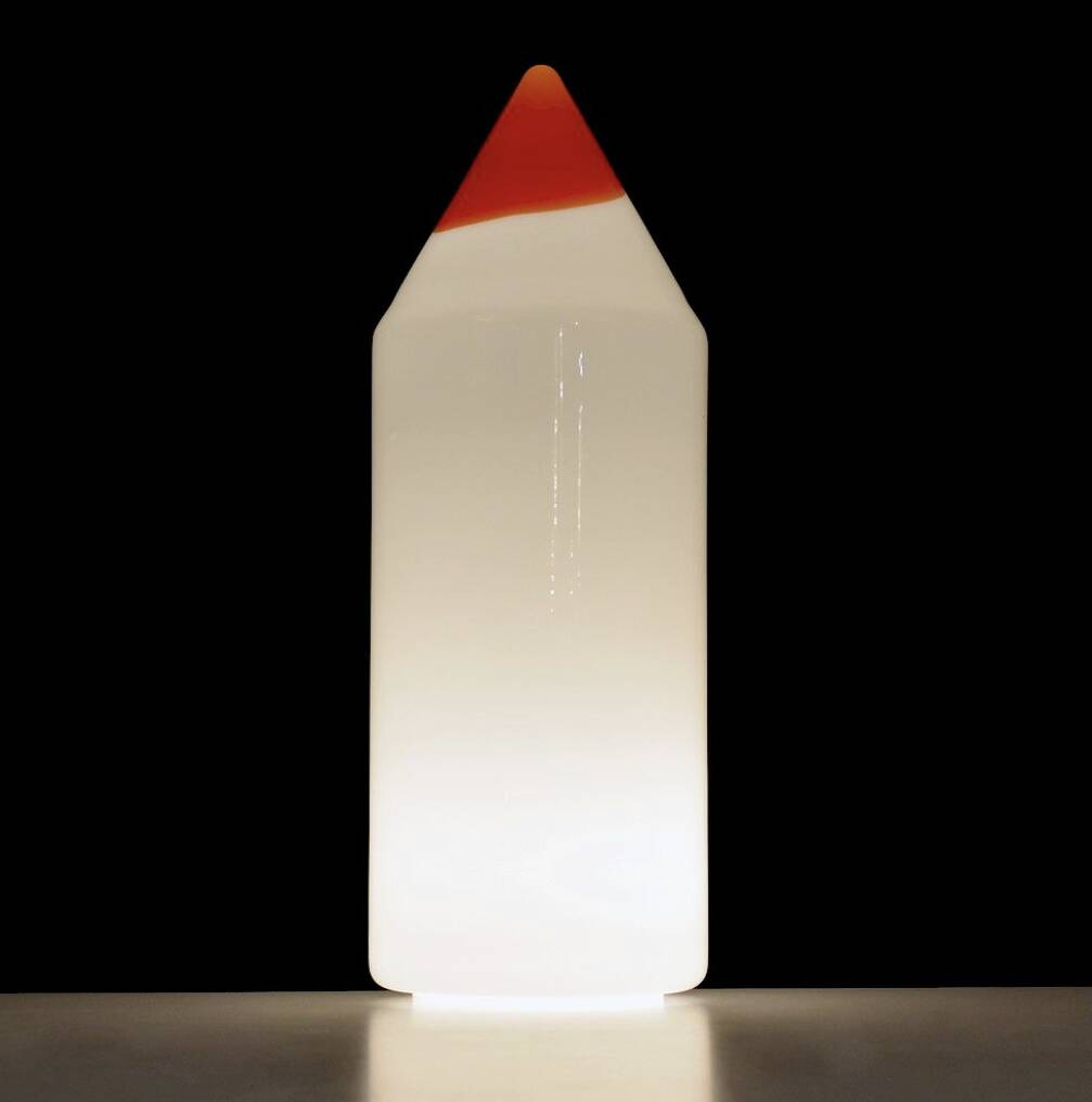Postmodern pencil shape Murano glass table lamp, Formia Murano Italy 1980s