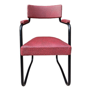 Fauteuil design, métal et skaï