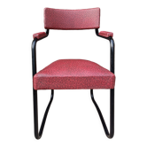 Fauteuil design, métal et skaï rouge, vintage, années 50