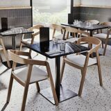 Professional chairs in beech and coated white textile