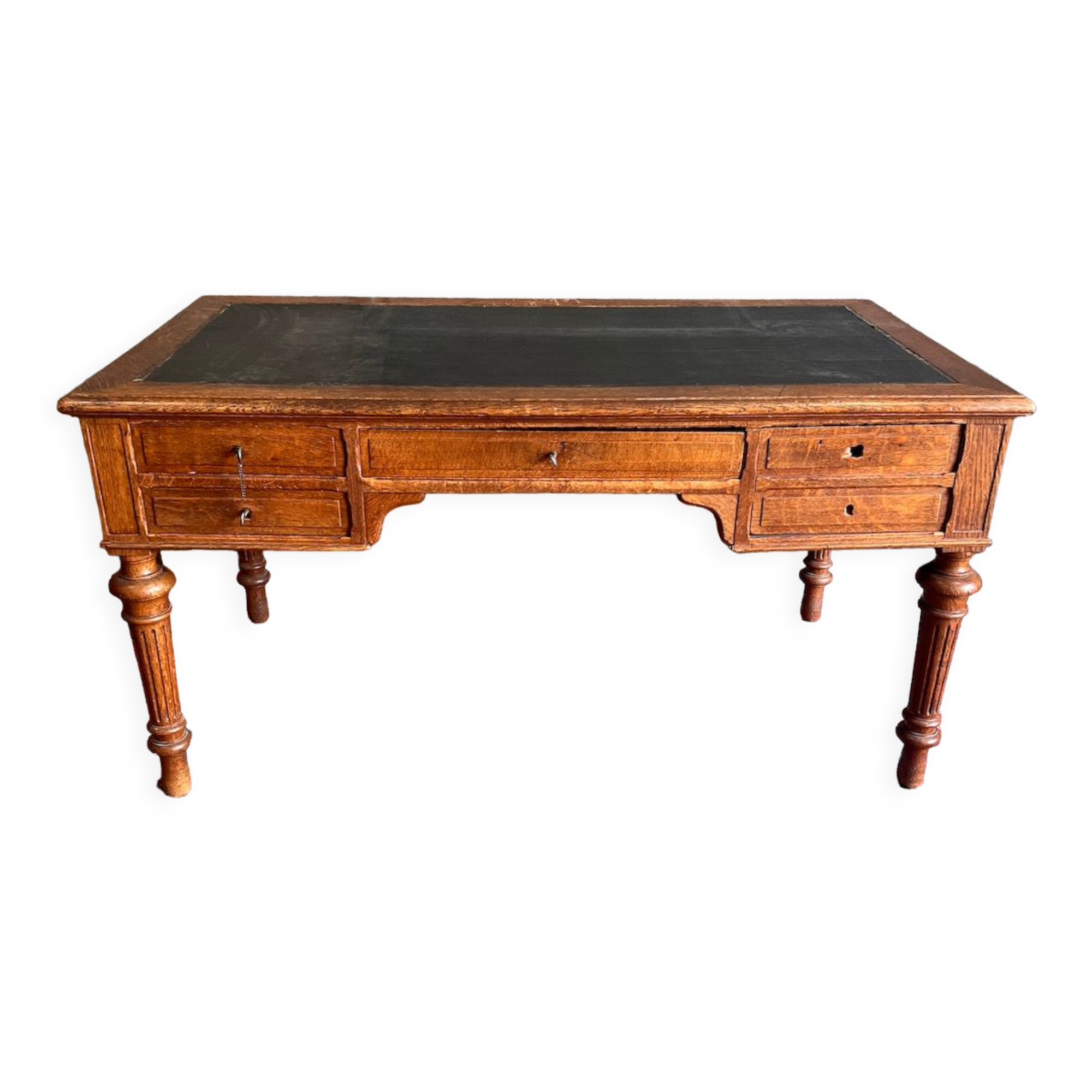Louis Philippe antique desk with leather-wrapped top