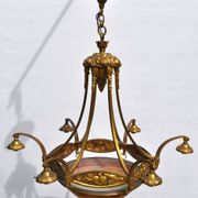 Muller frères Art Deco Chandelier - Bronze & Glass Paste - 1930s