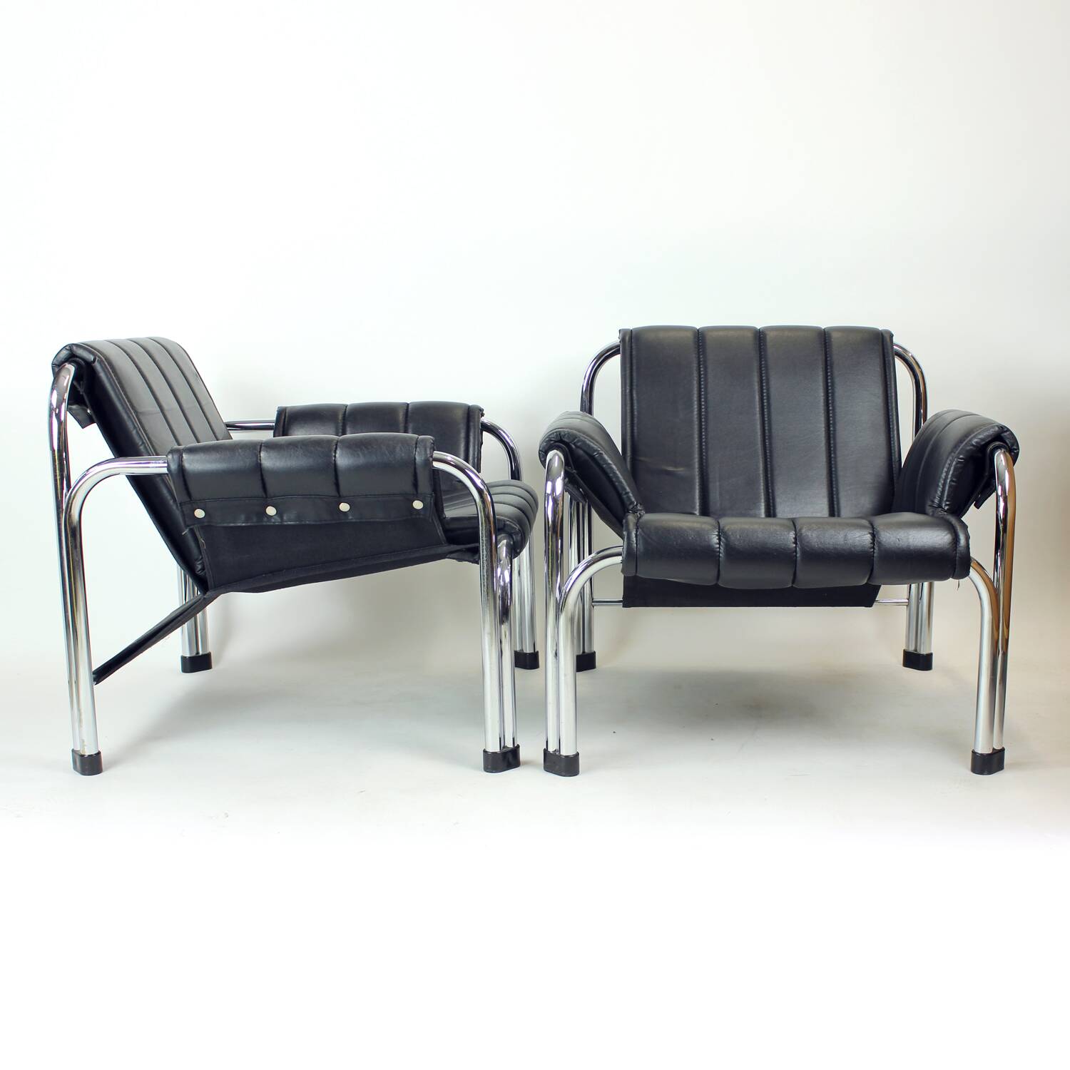 Lounge Chair By Viliam Chlebo In Chrome And Leatherette, Kodreta 1980s