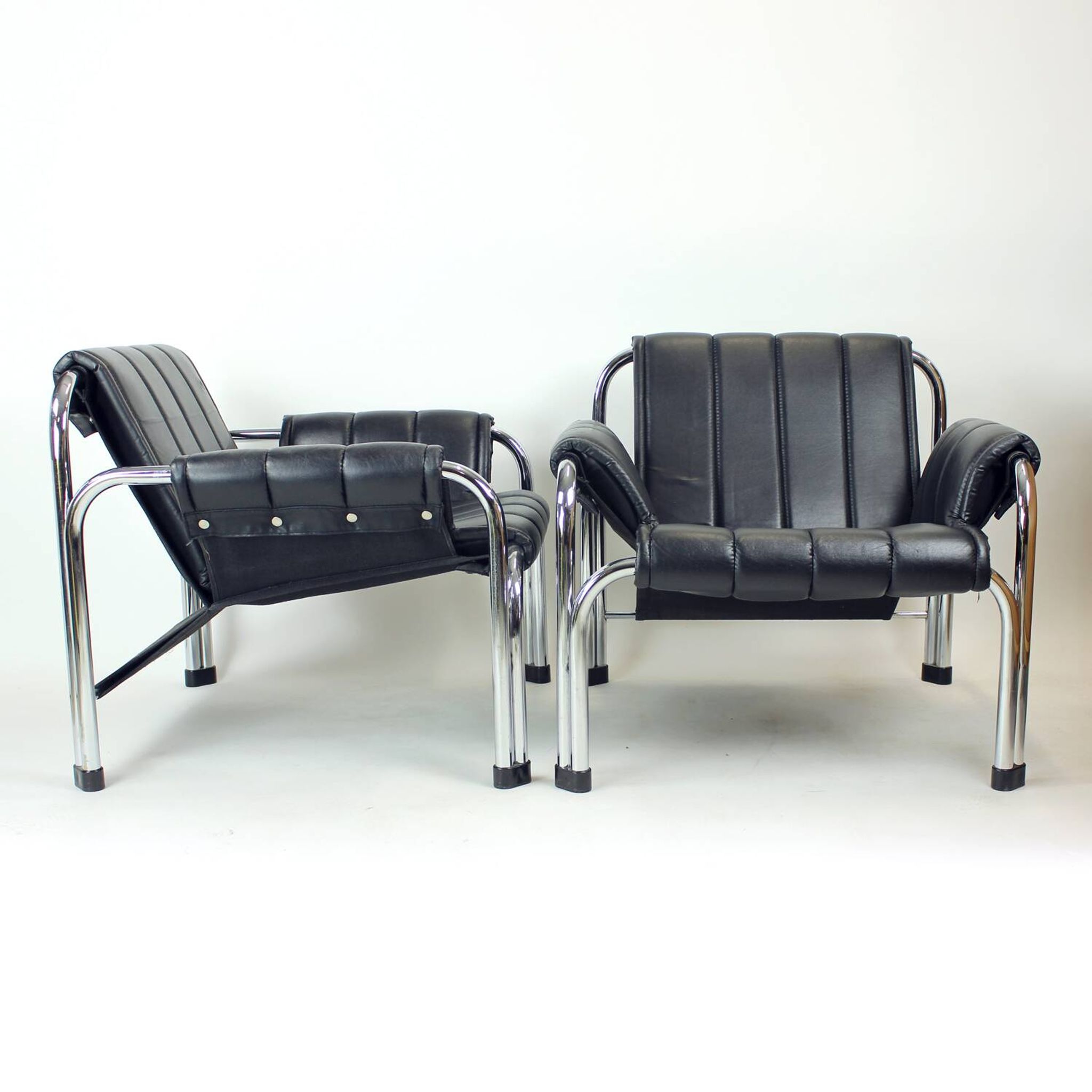 Lounge Chair By Viliam Chlebo In Chrome And Leatherette, Kodreta 1980s