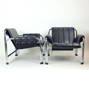 Lounge Chair By Viliam Chlebo In Chrome And Leatherette, Kodreta 1980s