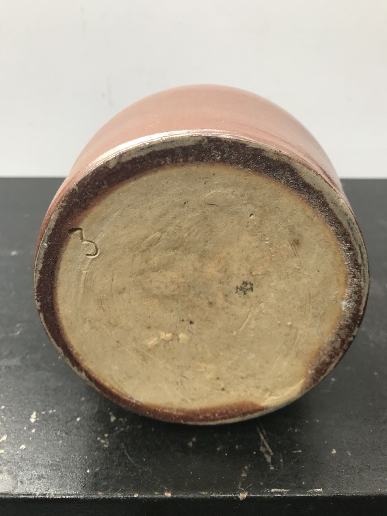 Former pitcher brown sandstone interior white 70s vintage