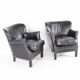 Pair of small leather club armchairs