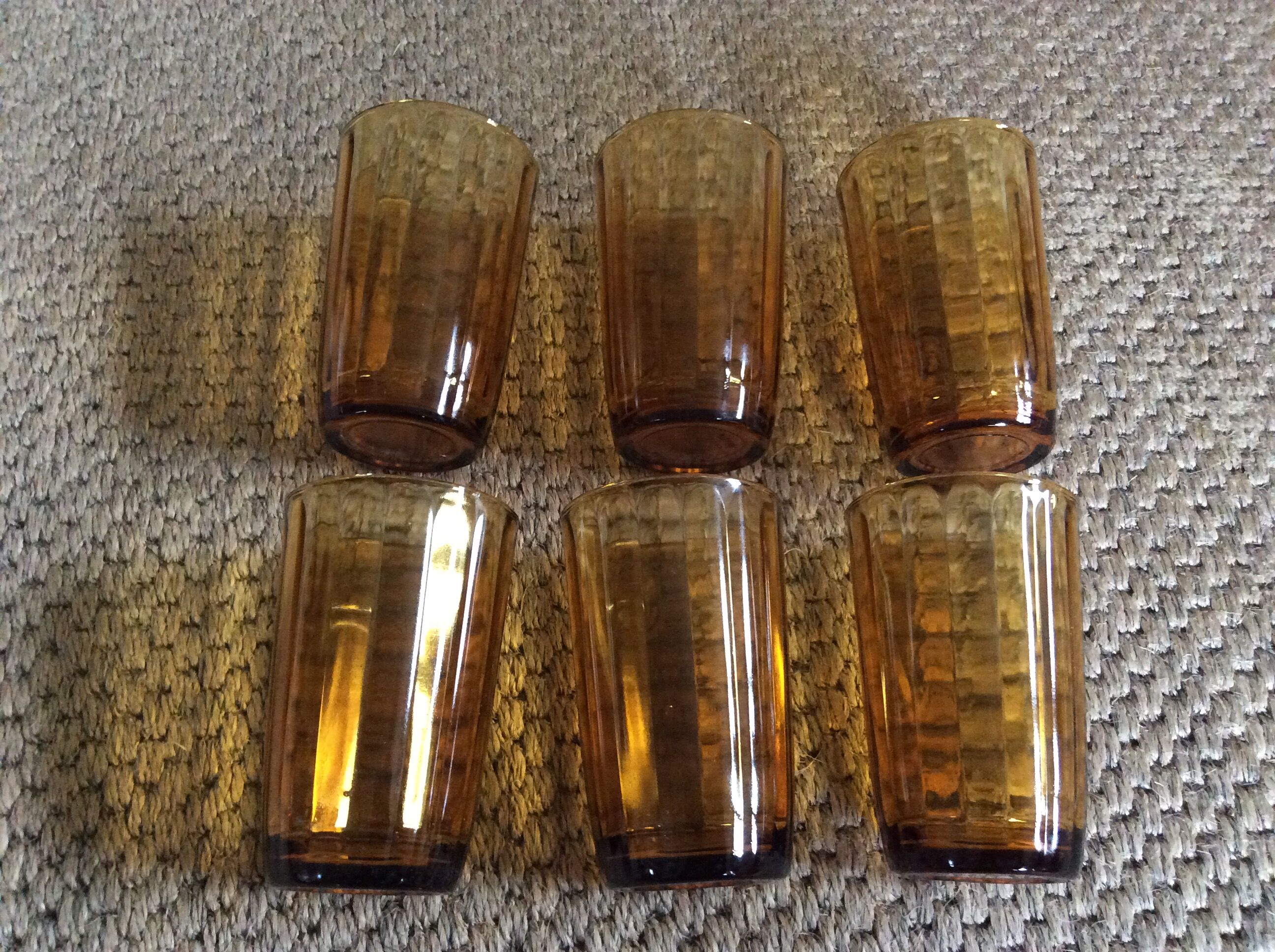 Series of 6 amber glasses