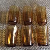 Series of 6 amber glasses