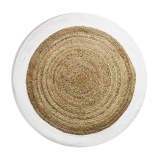 Round carpet in white beige jute 120 cm