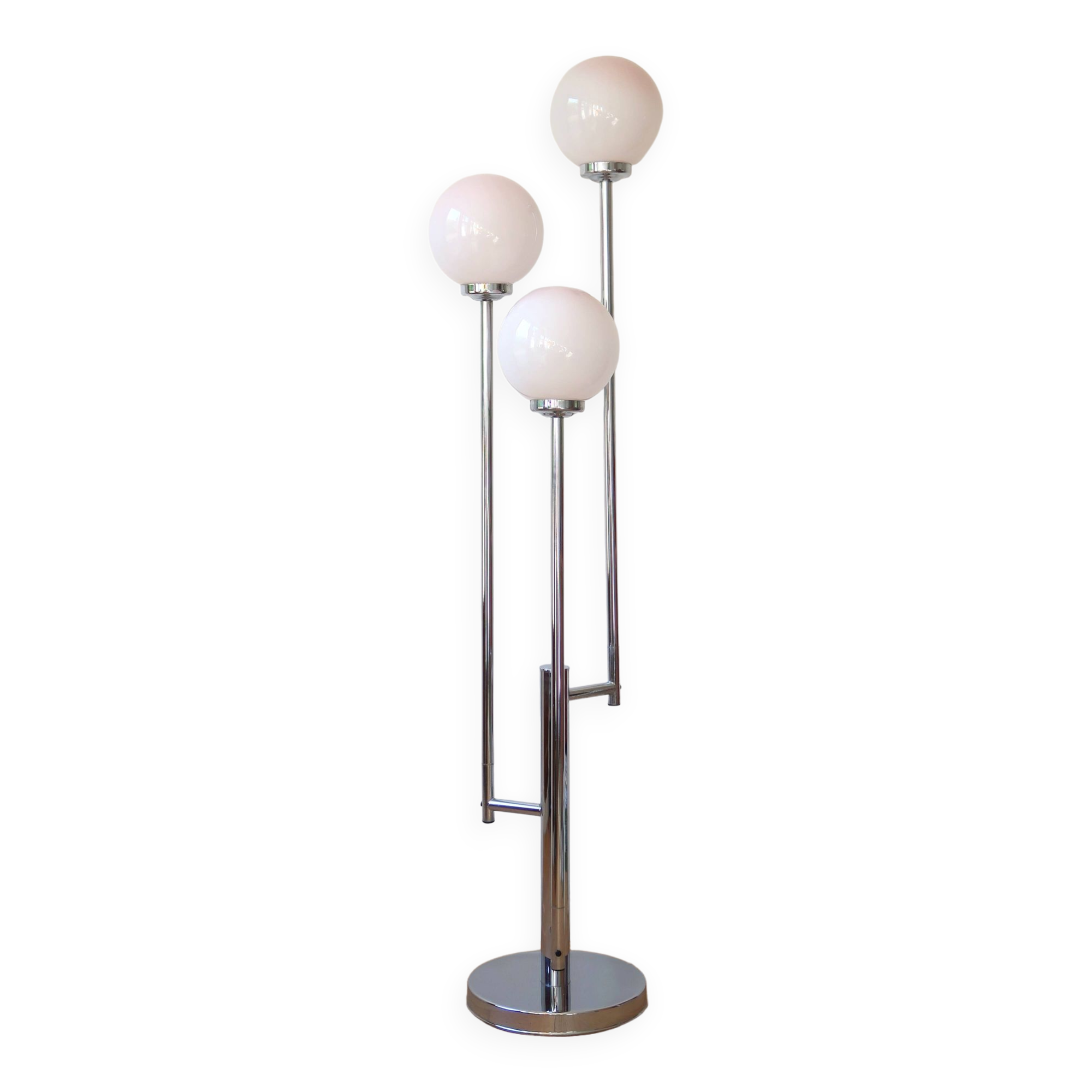 Chrome floor lamp 3 vintage globes