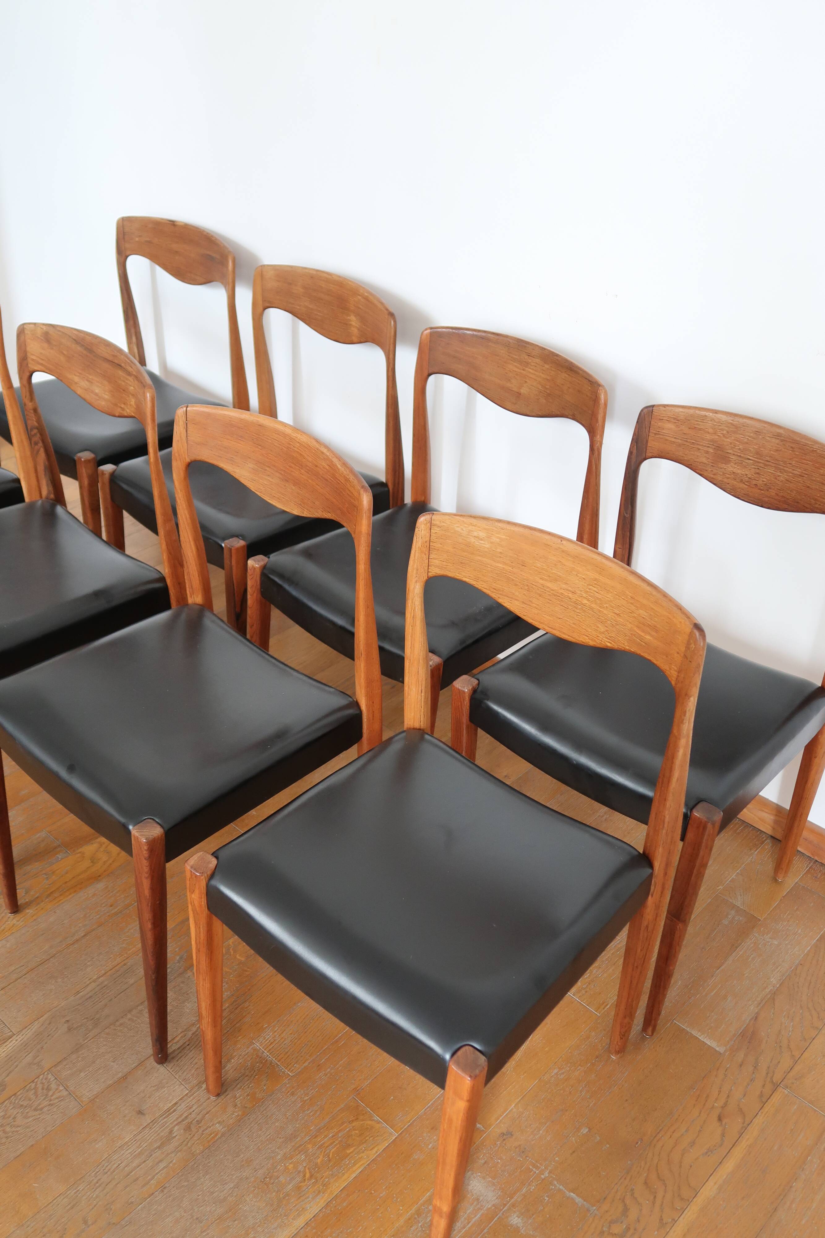 Lot de 8 chaises scandinaves palissandre skaï