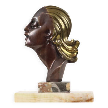 Bronze Art Deco Sculpture of a Woman by Hagenauer on Marble Base, 1930s