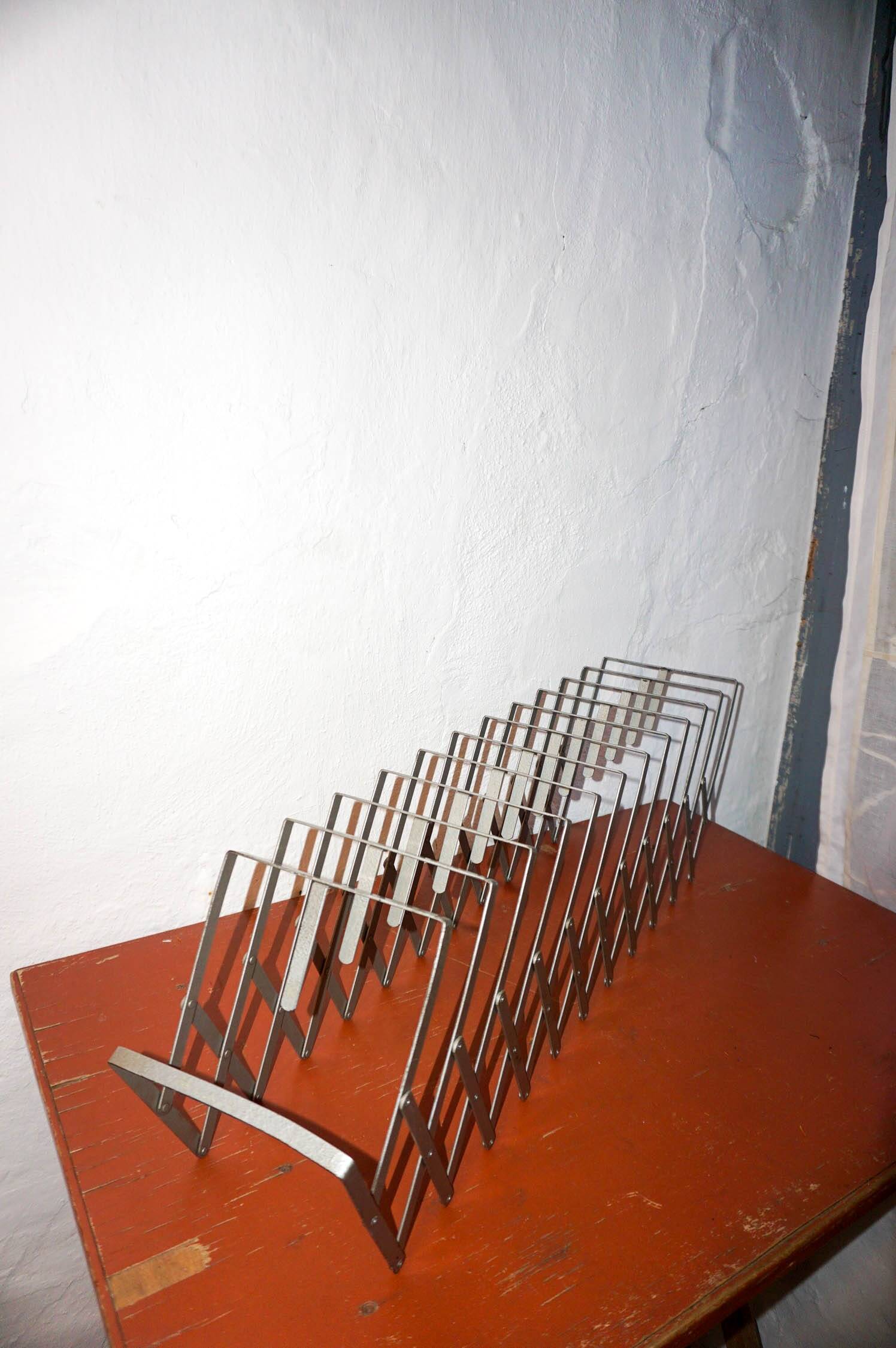 vintage expanding lp rack * mid-century modern metal vinyl storage * accord