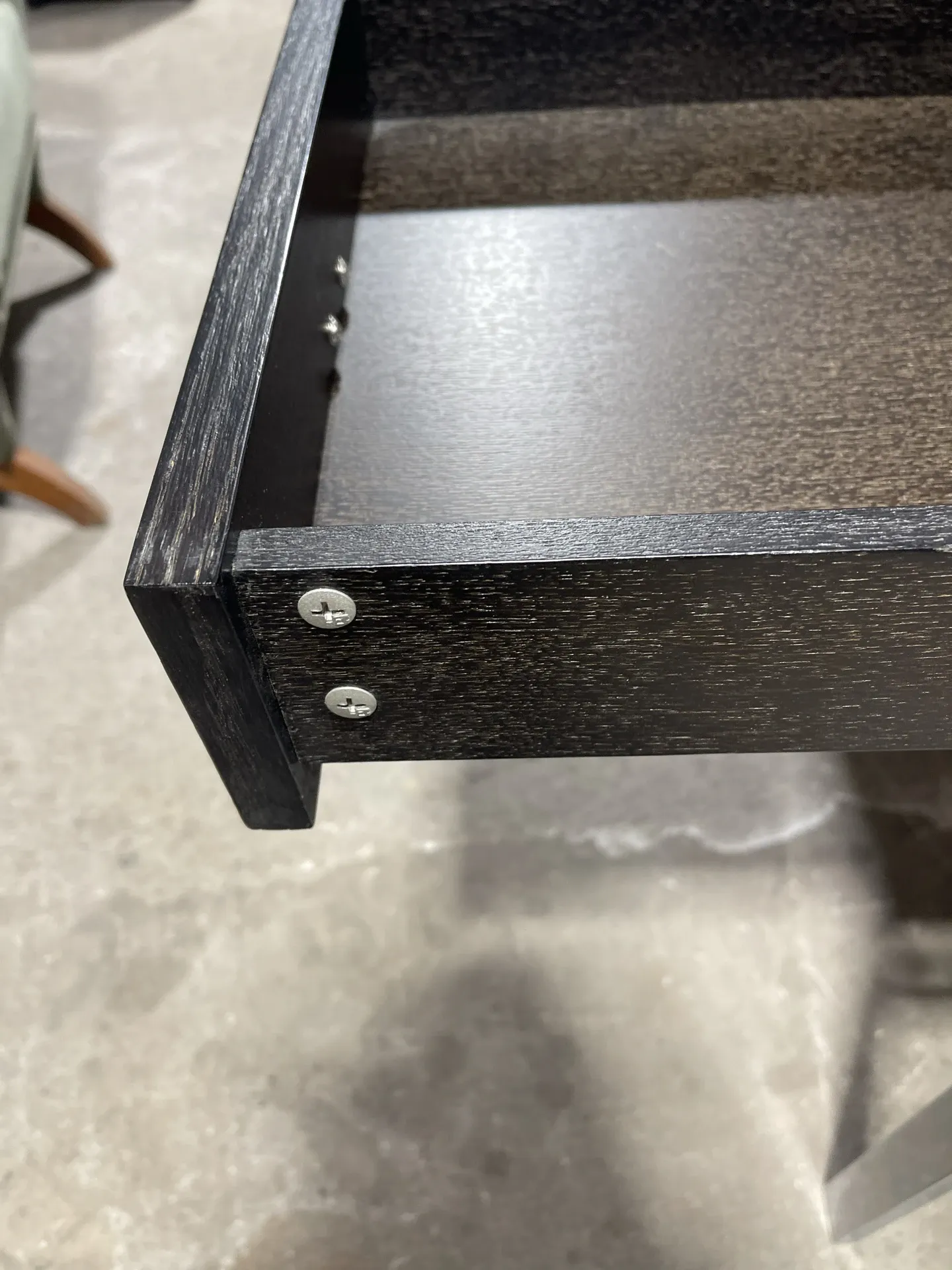 Large textured black lacquered flat desk and chrome in 1970s style — Esprit Mai