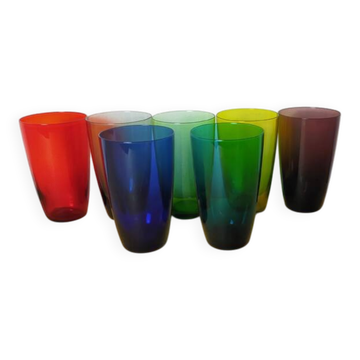 Seven glasses Harlequin for orangeade.