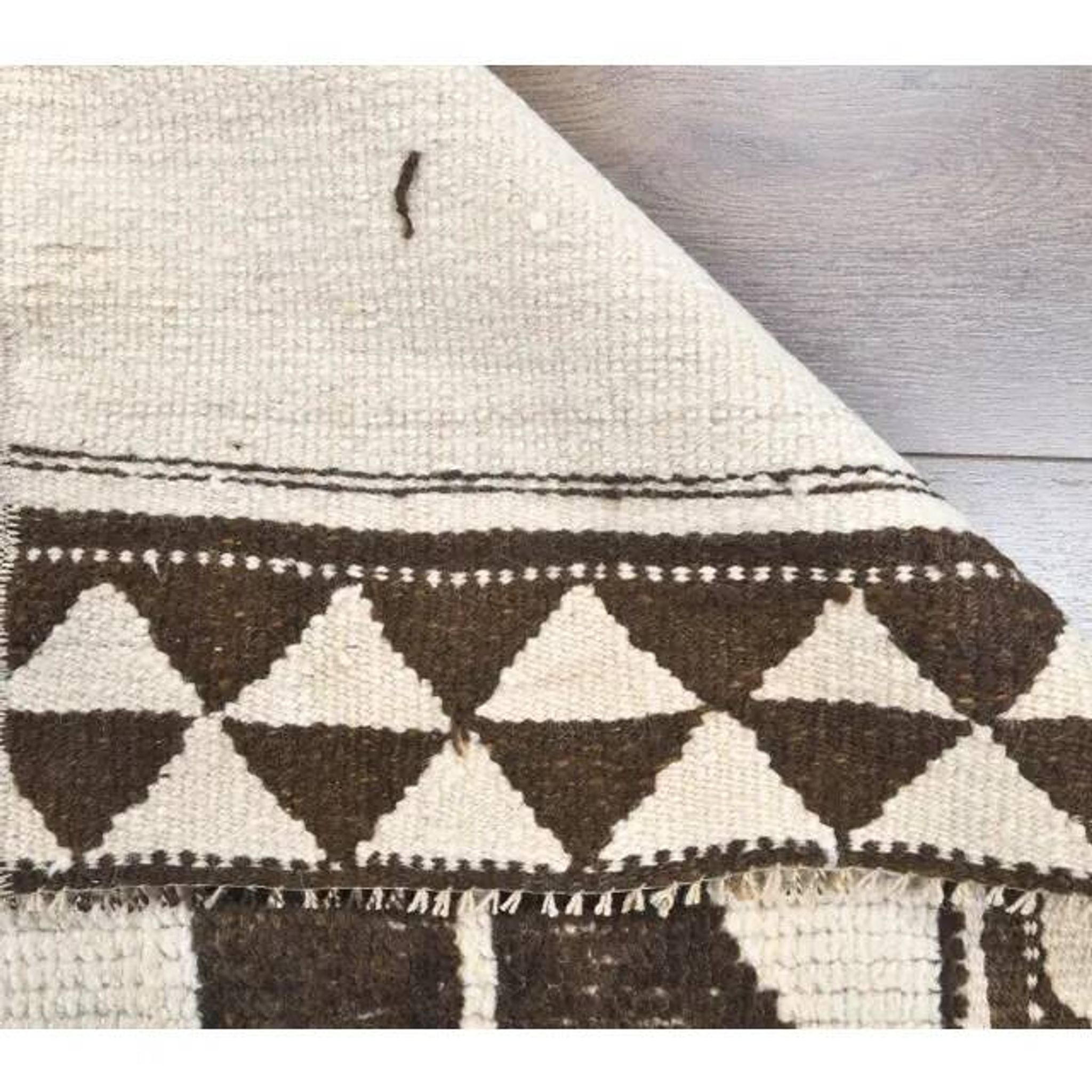 Vintage Geometric Turkish Oushak Hand-Knotted Runner 88x320
