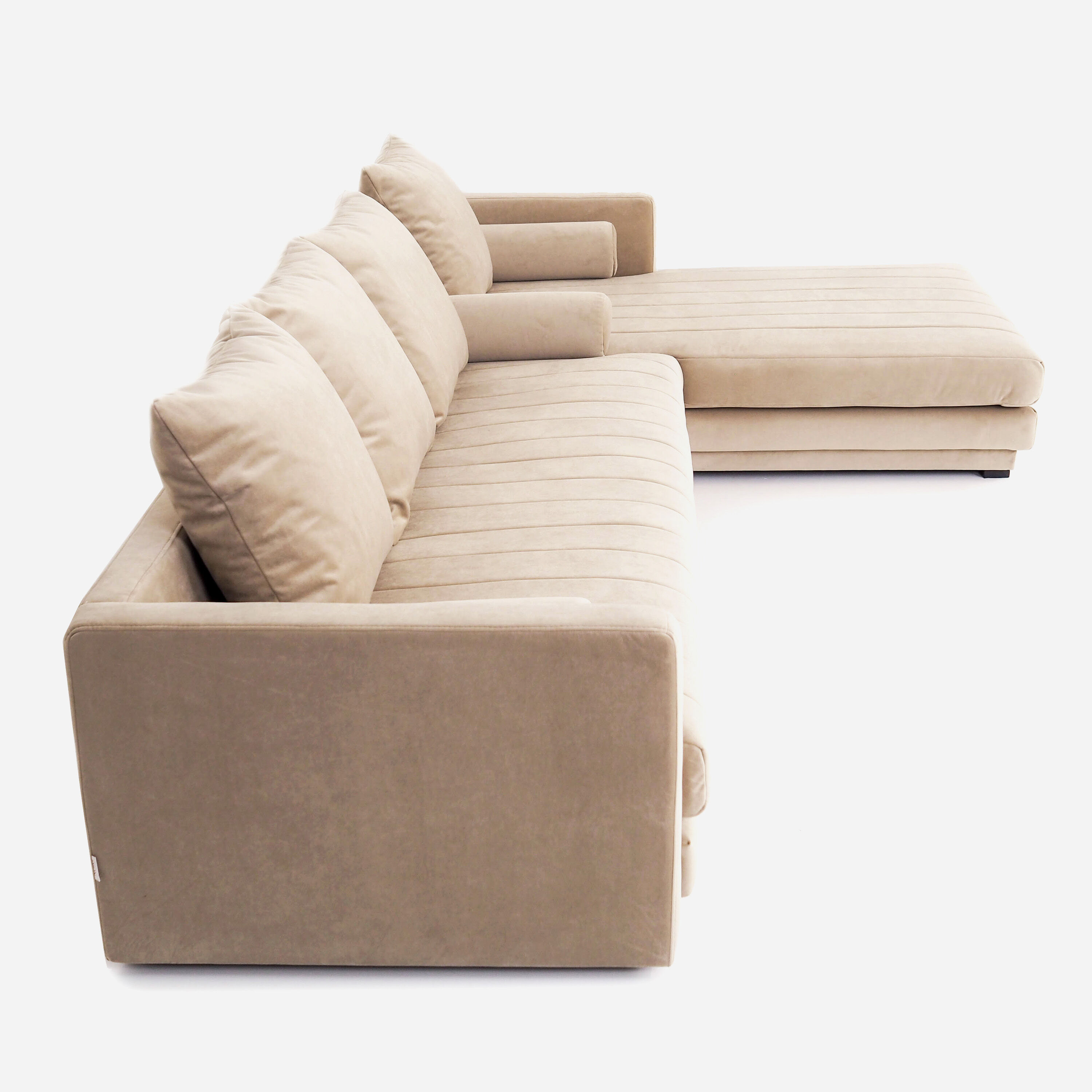 Canapé d’angle kopenhaga beige velour, design scandinave