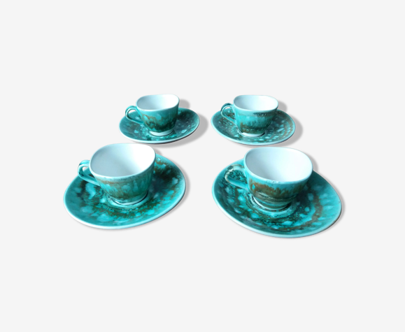 Lot de 4 tasses à cafe vintage avec soucoupes