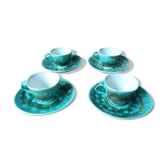 Lot of 4 vintage coffee cups with saucers