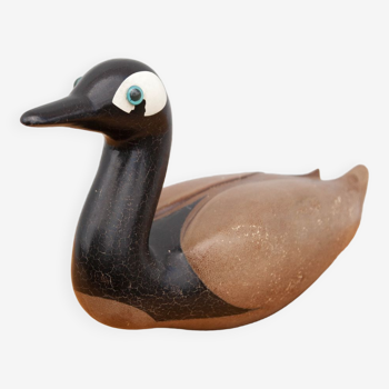 Duck plaster and vintage leather, duck ornament, duck statue