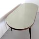 Vintage Beech and Walnut Dining Table with an Oval Gray Glass Top, Italy