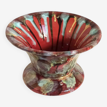 Multicolored ceramic stand cup (trinket or other) 1960s Diameter 26.7 cm