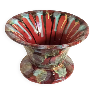 Multicolored ceramic stand cup (trinket or other) 1960s Diameter 26.7 cm