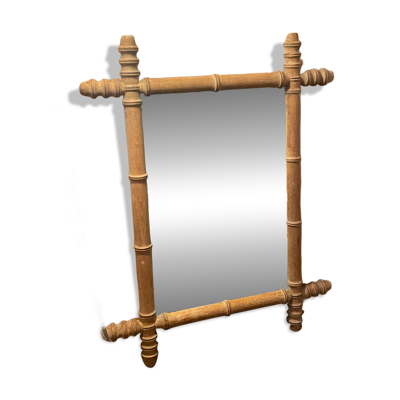 Miroir en bois sculpté façon bambou