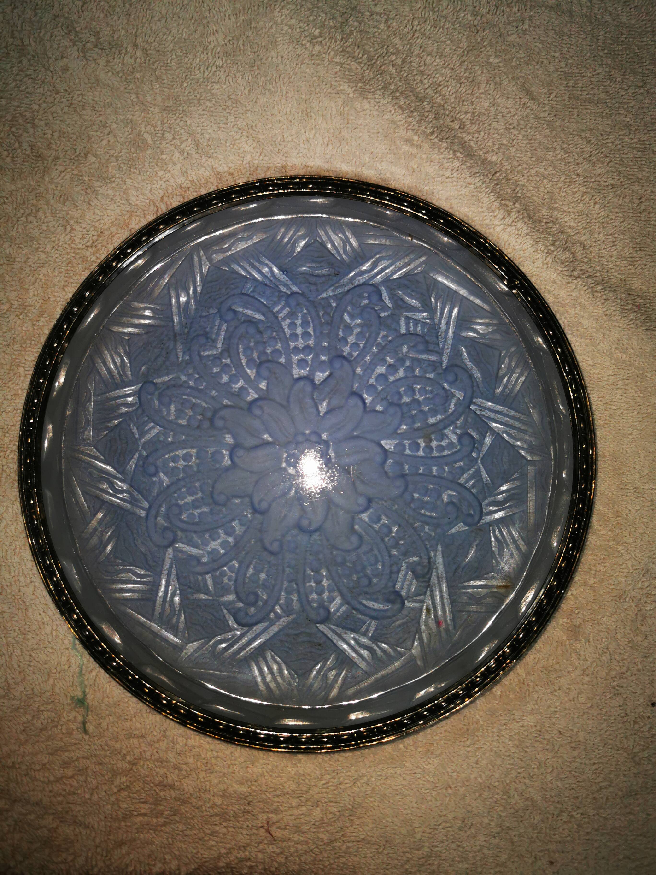 ART DECO blue glass tray, Minerve