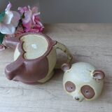 Vintage Authentic Zoomorphic Panda Teapot in Japanese Stoneware