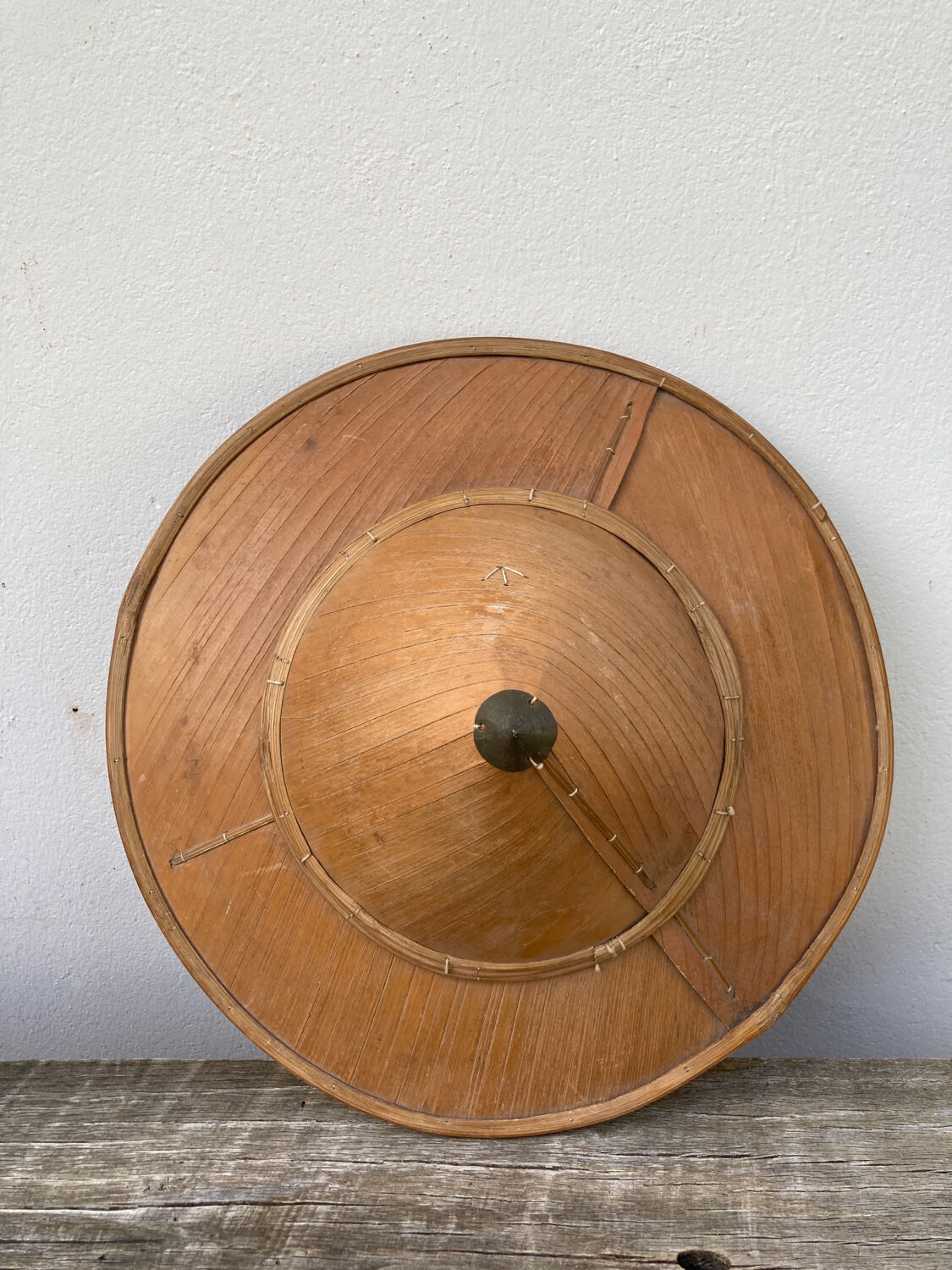 Asian hat in bamboo and vintage metal