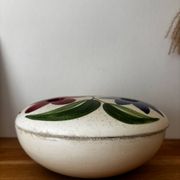 Charming vintage ceramic flower vase with floral decoration from the 1970s.
