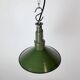 Industrial Green Enamel Military Pendant Lamp with Cast Aluminium Top, 1960
