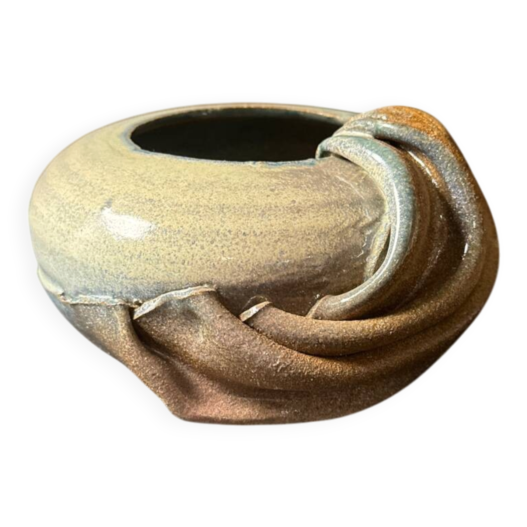 Sculptural ceramic vase – draped shape – vintage decorative piece