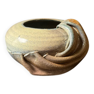 Sculptural ceramic vase – draped shape – vintage decorative piece