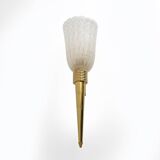 Pair of Mid-century Modern Italian Brass and Pulegoso Murano Glass Sconces